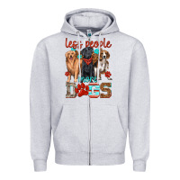 Heather Grey less people more dogs Zipper Hoodie - texasbilliewilder