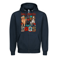 Navy less people more dogs Zipper Hoodie - texasbilliewilder