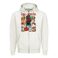 Oatmeal Heather less people more dogs Zipper Hoodie - texasbilliewilder