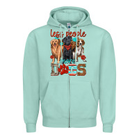 Seafoam less people more dogs Zipper Hoodie - texasbilliewilder