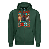 Sports Green less people more dogs Zipper Hoodie - texasbilliewilder