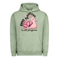 Pigment Oil Green snail progress is stil progress Urban Hoodie - MaliasSmallBusiness