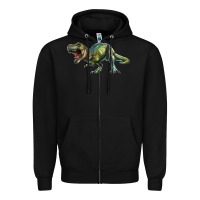 Black t rex dinosaur Zipper Hoodie - RanaPortraitStore