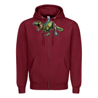 Burgundy t rex dinosaur Zipper Hoodie - RanaPortraitStore