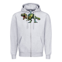 Heather Grey t rex dinosaur Zipper Hoodie - RanaPortraitStore