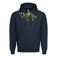 Navy t rex dinosaur Zipper Hoodie - RanaPortraitStore