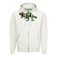 Oatmeal Heather t rex dinosaur Zipper Hoodie - RanaPortraitStore