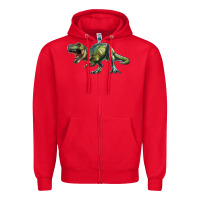 Red t rex dinosaur Zipper Hoodie - RanaPortraitStore