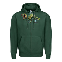 Sports Green t rex dinosaur Zipper Hoodie - RanaPortraitStore
