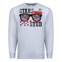 Heather Grey star spangled stup Premium Sweatshirt - CowhideDigitalArt