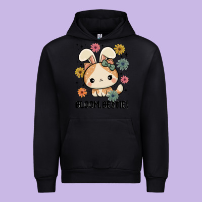 Bloom Bestie Cat Urban Hoodie Designed By Maliassmallbusiness