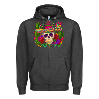 Charcoal Heather mexican skull Zipper Hoodie - Zillion Design Studio