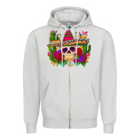 Dove Grey mexican skull Zipper Hoodie - Zillion Design Studio