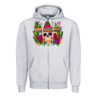 Heather Grey mexican skull Zipper Hoodie - Zillion Design Studio