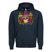 Navy mexican skull Zipper Hoodie - Zillion Design Studio