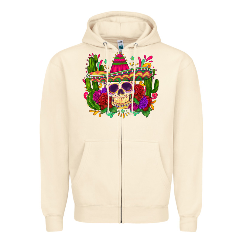 Mexican Skull Zipper Hoodie by Zillion Design Studio | Teevron