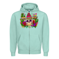Seafoam mexican skull Zipper Hoodie - Zillion Design Studio