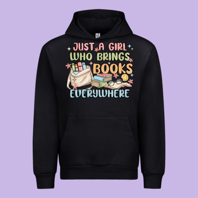 Just A Girl Who Brings Books Everywhere Urban Hoodie Designed By Maliassmallbusiness