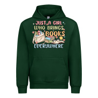 Forest Green just a girl who brings books everywhere Urban Hoodie - MaliasSmallBusiness