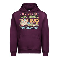 Mauve Wine just a girl who brings books everywhere Urban Hoodie - MaliasSmallBusiness
