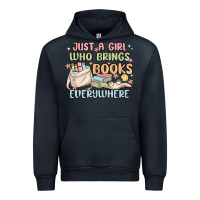 Navy just a girl who brings books everywhere Urban Hoodie - MaliasSmallBusiness