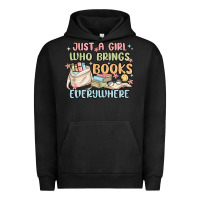 Pigment Black just a girl who brings books everywhere Urban Hoodie - MaliasSmallBusiness