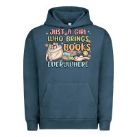 Pigment Midnight Navy just a girl who brings books everywhere Urban Hoodie - MaliasSmallBusiness