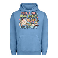 Pigment Pebble Blue just a girl who brings books everywhere Urban Hoodie - MaliasSmallBusiness