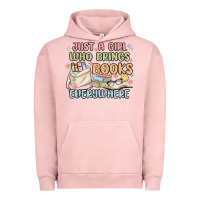 Pigment Salmon just a girl who brings books everywhere Urban Hoodie - MaliasSmallBusiness