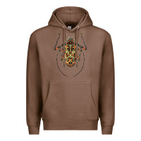 Chestnut Acrocinus Beetle Illustrations Premium Hoodie - LillyAllenDesigns