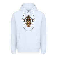 White Acrocinus Beetle Illustrations Premium Hoodie - LillyAllenDesigns