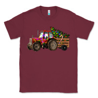 Burgundy Christmas Farm Tractor Classic Tee - RanaPortraitStore