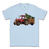 Dusty Blue Christmas Farm Tractor Classic Tee - RanaPortraitStore