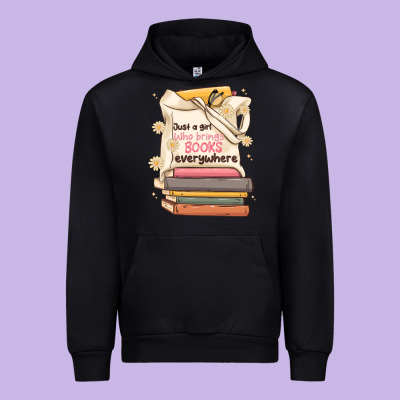 Just A Girl Who Brings Books Everywhere Urban Hoodie Designed By Maliassmallbusiness