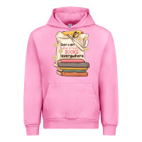 Fuchsia Pink just a girl who brings books everywhere Urban Hoodie - MaliasSmallBusiness