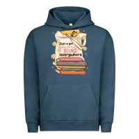 Pigment Midnight Navy just a girl who brings books everywhere Urban Hoodie - MaliasSmallBusiness