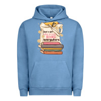 Pigment Pebble Blue just a girl who brings books everywhere Urban Hoodie - MaliasSmallBusiness