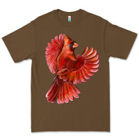 Cacao Flying Northern Cardinal Bird Premium Tee - LillyAllenDesigns