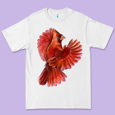 Flying Northern Cardinal Bird Premium Tee Designed By Lillyallendesigns