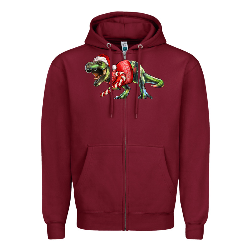 T Rex Christmas Zipper Hoodie by RanaPortraitStore | Teevron