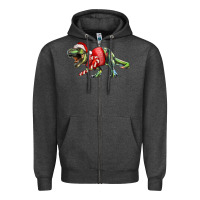 Charcoal Heather t rex christmas Zipper Hoodie - RanaPortraitStore
