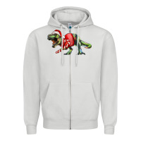 Dove Grey t rex christmas Zipper Hoodie - RanaPortraitStore