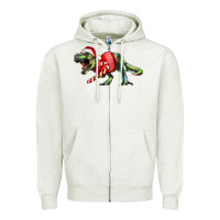 Oatmeal Heather t rex christmas Zipper Hoodie - RanaPortraitStore