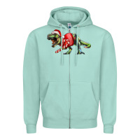Seafoam t rex christmas Zipper Hoodie - RanaPortraitStore
