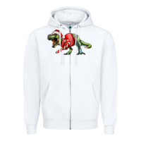 White t rex christmas Zipper Hoodie - RanaPortraitStore