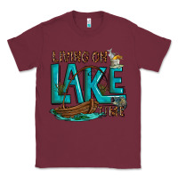 Burgundy living on lake time Classic Tee - texasbilliewilder