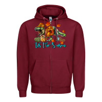 Burgundy t rex tis the season Zipper Hoodie - RanaPortraitStore