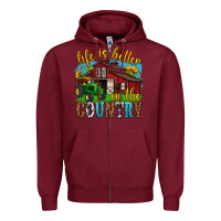 Burgundy life is better in the country western Zipper Hoodie - texasbilliewilder
