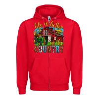 Red life is better in the country western Zipper Hoodie - texasbilliewilder