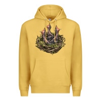 Antique Gold Bird Nest With Baby Birds Premium Hoodie - LillyAllenDesigns